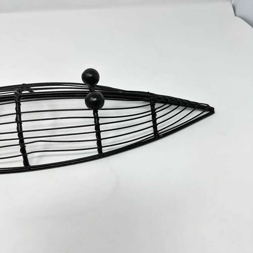 Mid-Century Modern Iron Wire Fruit Basket Canoe Shaped Centerpiece /Catch All